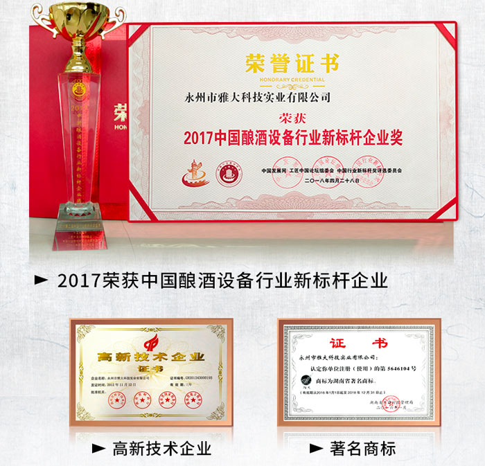 雅大酒业荣获证书 雅大酒业荣获证书